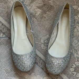 David's Bridal Silver Glitter Flats